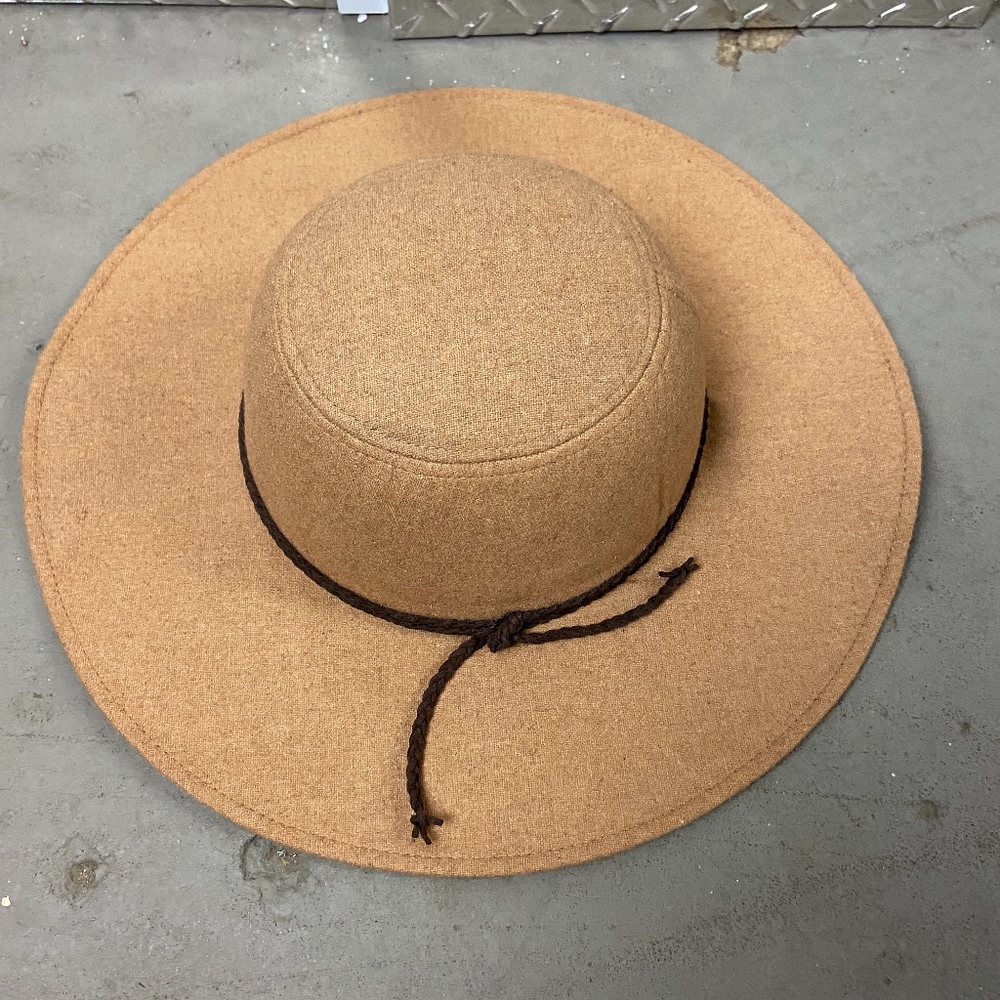 INC Tan Floppy Sun Hat with Brown Braided Detail